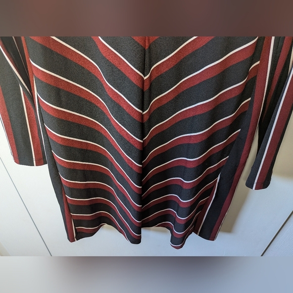 MANGO Striped Short Women Dress Long Sleeve Size 4 Red And Black Color - Picture 4 of 9